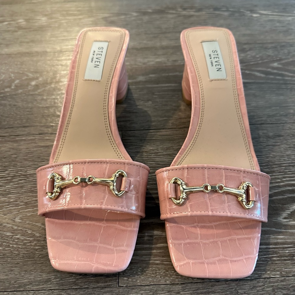 Pink short block heels size 8.5